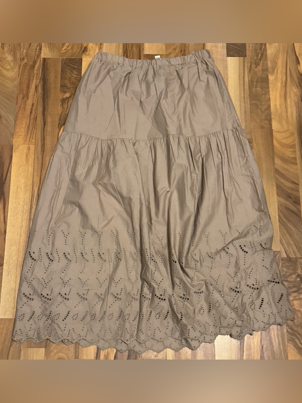 St. John's Bay Taupe Eyelet Tiered Maxi Skirt
